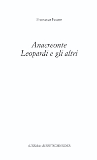 Anacreonte, Leopardi e gli altri - Librerie.coop