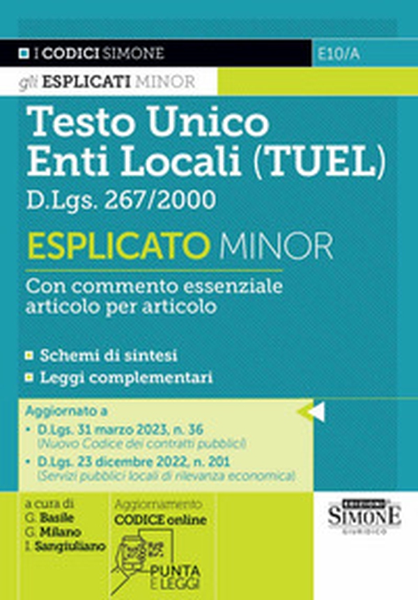 Testo unico enti locali (TUEL) D.Lgs. 267/2000 Esplicato minor. Con commento essenziale articolo per articolo - Librerie.coop Testo unico enti locali (TUEL) D.Lgs. 267/2000 Esplicato minor. Con commento essenziale articolo per articolo - Librerie.coop