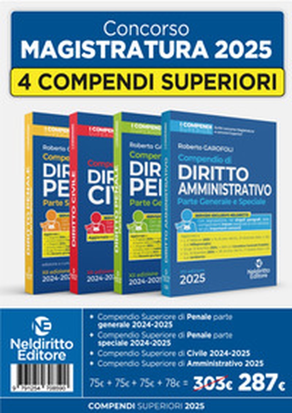 Kit 4 compendi superiori di Civile, Amministrativo (2025), Penale parte generale e Penale parte speciale - Librerie.coop Kit 4 compendi superiori di Civile, Amministrativo (2025), Penale parte generale e Penale parte speciale - Librerie.coop