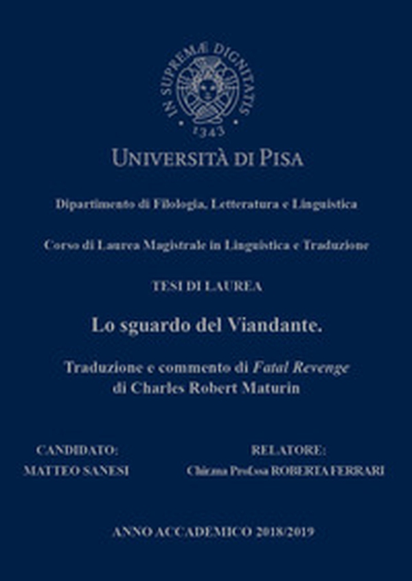 Lo sguardo del viandante. Traduzione e commento di Fatal Revenge di Charles Robert Maturin - Librerie.coop Lo sguardo del viandante. Traduzione e commento di Fatal Revenge di Charles Robert Maturin - Librerie.coop