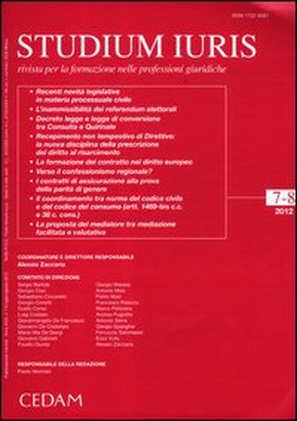 Studium iuris. Rivista per la formazione nelle professioni giuridiche (2012) vol. 7-8 - Librerie.coop Studium iuris. Rivista per la formazione nelle professioni giuridiche (2012) vol. 7-8 - Librerie.coop