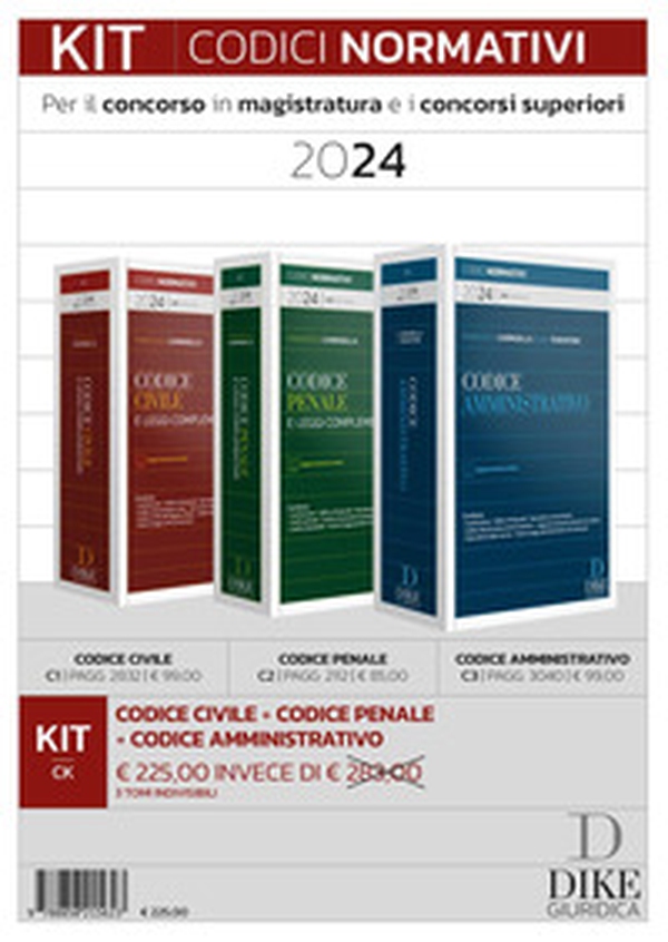 Kit codici normativi per il concorso in magistratura e concorsi superiori 2024: Codice civile-Codice penale-Codice amministrativo - Librerie.coop Kit codici normativi per il concorso in magistratura e concorsi superiori 2024: Codice civile-Codice penale-Codice amministrativo - Librerie.coop