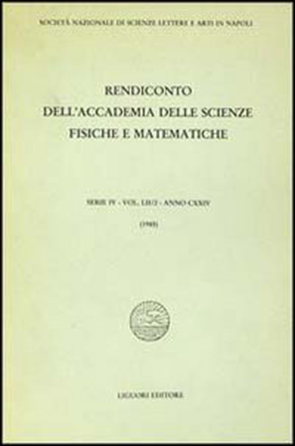 Rendiconto dell'Accademia delle scienze fisiche e matematiche. Serie IV - Librerie.coop Rendiconto dell'Accademia delle scienze fisiche e matematiche. Serie IV - Librerie.coop