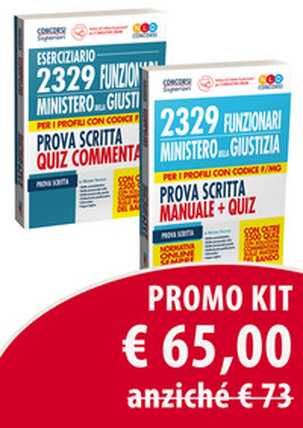 2329 funzionari del Ministero della Giustizia. Per i profili con codice F/MG. Prova scritta. Manuale & quiz-Concorso Funzionari Ministero Della Giustizia. Quiz Prove Scritte Codice F/MG - Librerie.coop 2329 funzionari del Ministero della Giustizia. Per i profili con codice F/MG. Prova scritta. Manuale & quiz-Concorso Funzionari Ministero Della Giustizia. Quiz Prove Scritte Codice F/MG - Librerie.coop