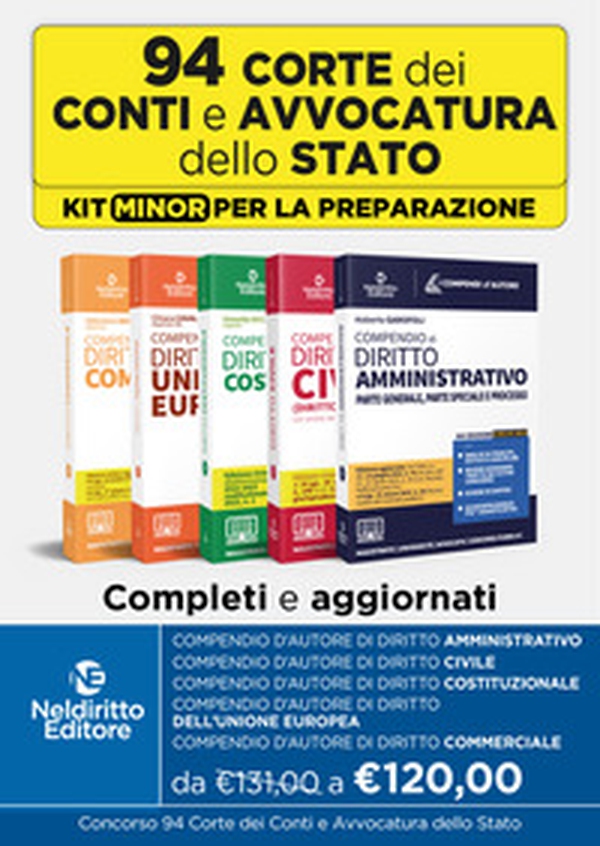 94 Corte dei Conti kit Minor: Compendio di Diritto Commerciale-Compendio Unione Europea-Compendio di Diritto Costituzionale-Compendio di Diritto Civile-Compendio di Diritto Amministrativo - Librerie.coop 94 Corte dei Conti kit Minor: Compendio di Diritto Commerciale-Compendio Unione Europea-Compendio di Diritto Costituzionale-Compendio di Diritto Civile-Compendio di Diritto Amministrativo - Librerie.coop