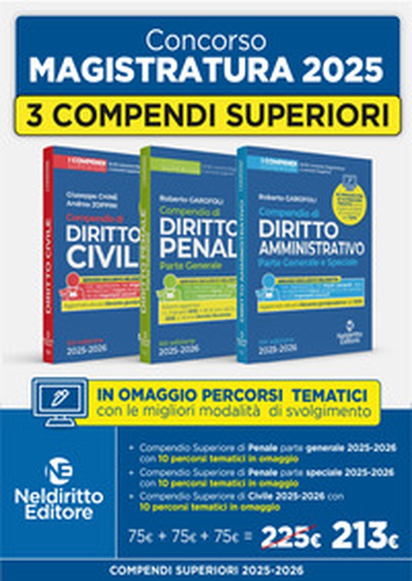 Concorso in Magistratura 2025-2026. Kit compendio superiore di Diritto Penale parte generale + Compendio Superiore di Diritto Civile + Compendio Superiore di Diritto Amministrativo 2025-2026 - Librerie.coop Concorso in Magistratura 2025-2026. Kit compendio superiore di Diritto Penale parte generale + Compendio Superiore di Diritto Civile + Compendio Superiore di Diritto Amministrativo 2025-2026 - Librerie.coop
