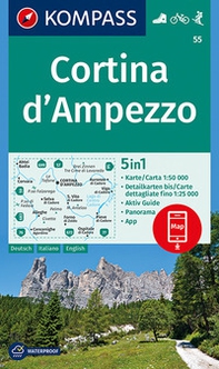 Carta escursionistica n. 55. Cortina d'Ampezzo 1:50.000. Ediz. italiana, tedesca e inglese - Librerie.coop