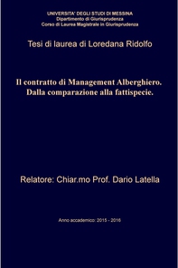 Il contratto di Management Alberghiero. Dalla comparazione alla fattispecie. - Librerie.coop