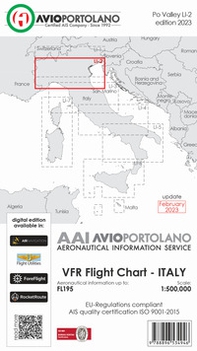 Avioportolano. VFR flight chart LI 2 Italy Po valley 2023. ICAO annex 4 - EU-Regulations compliant - Librerie.coop