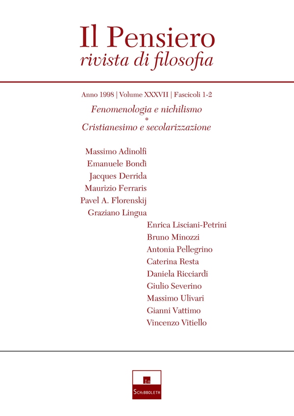 Fenomenologia e nichilismo/Cristianesimo e secolarizzazione (1998/1-2) - Librerie.coop Fenomenologia e nichilismo/Cristianesimo e secolarizzazione (1998/1-2) - Librerie.coop