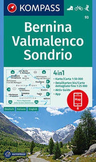 Carta escursionistica n. 93. Bernina, Valmalenco, Sondrio 1:50.000. Ediz. italiana, tedesca e inglese - Librerie.coop