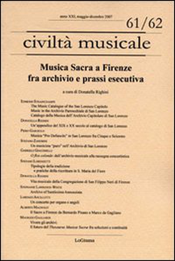Musica sacra a Firenze fra archivio e prassi esecutiva - Librerie.coop