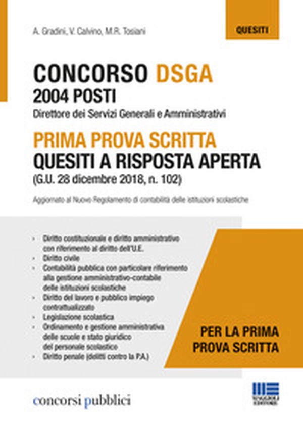 Concorso DSGA 2004 posti. Prima prova scritta. Quesiti a risposta aperta - Librerie.coop Concorso DSGA 2004 posti. Prima prova scritta. Quesiti a risposta aperta - Librerie.coop