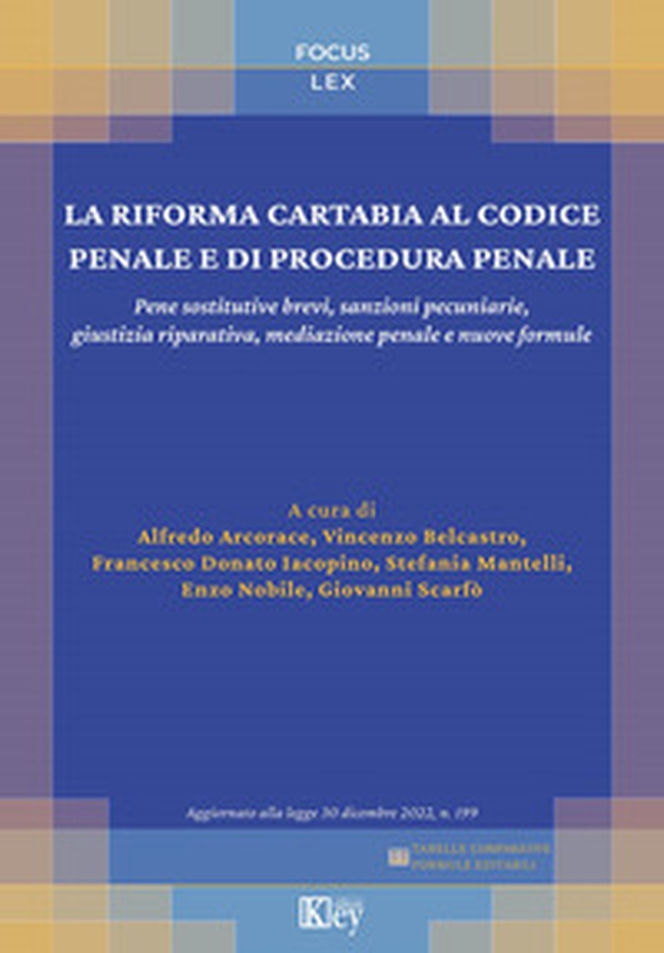 La riforma Cartabia al codice penale e di procedura penale. Pene sostitutive brevi, sanzioni pecuniarie, giustizia riparativa, mediazione penale e nuove formule - Librerie.coop La riforma Cartabia al codice penale e di procedura penale. Pene sostitutive brevi, sanzioni pecuniarie, giustizia riparativa, mediazione penale e nuove formule - Librerie.coop