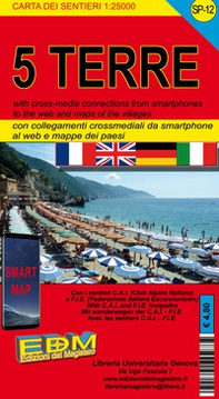SP 12 5 Terre. Carta dei sentieri 1:25.000. Ediz. italiana, inglese, francese e tedesca - Librerie.coop