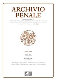 Archivio penale. Rivista quadrimestrale di diritto, procedura e legislazione penale, speciale, europea e comparata - Librerie.coop