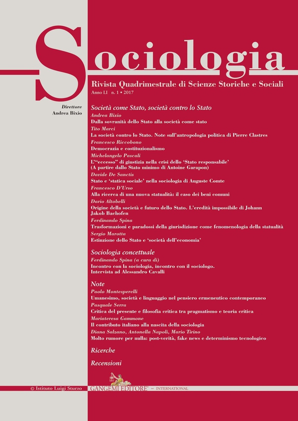 Sociologia n.1/2017 - Librerie.coop Sociologia n.1/2017 - Librerie.coop