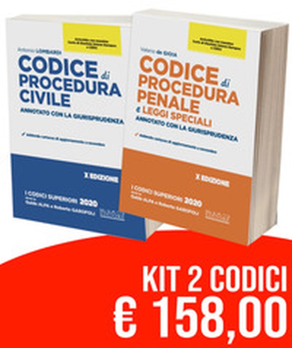 Kit Codici Esame Avvocato 2020: Codice civile-Codice di procedura penale e leggi speciali. Annotato con la giurisprudenza - Librerie.coop Kit Codici Esame Avvocato 2020: Codice civile-Codice di procedura penale e leggi speciali. Annotato con la giurisprudenza - Librerie.coop