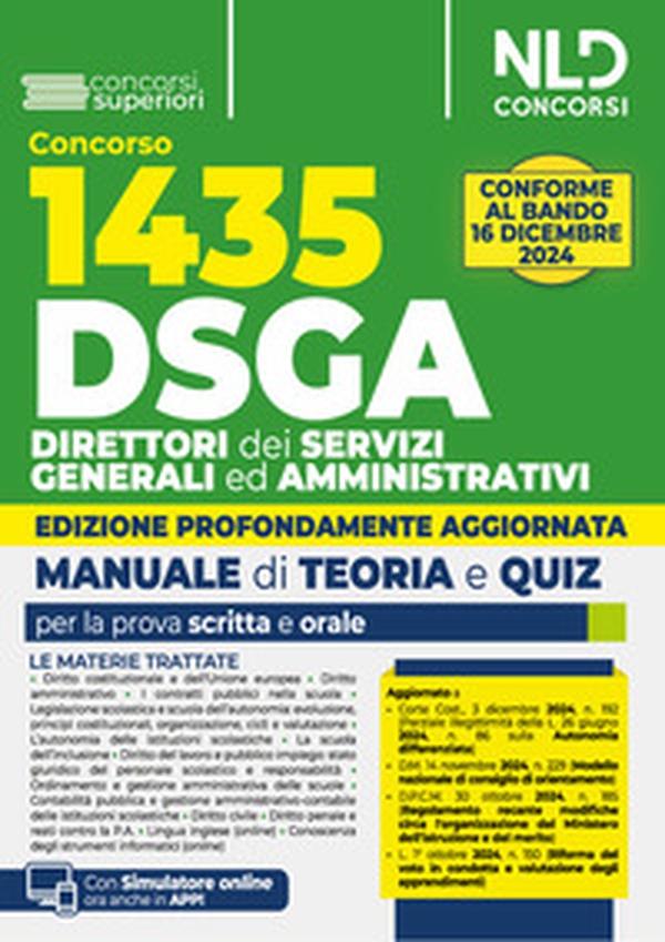 Concorso DSGA. 1435 direttori dei servizi generali ed amministrativi. Kit con manuale + quiz con soluzioni guidate e commentate - Librerie.coop Concorso DSGA. 1435 direttori dei servizi generali ed amministrativi. Kit con manuale + quiz con soluzioni guidate e commentate - Librerie.coop