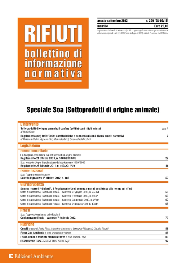Rivista Rifiuti Speciale SOA (Sottoprodotti di origine animale) - Librerie.coop Rivista Rifiuti Speciale SOA (Sottoprodotti di origine animale) - Librerie.coop