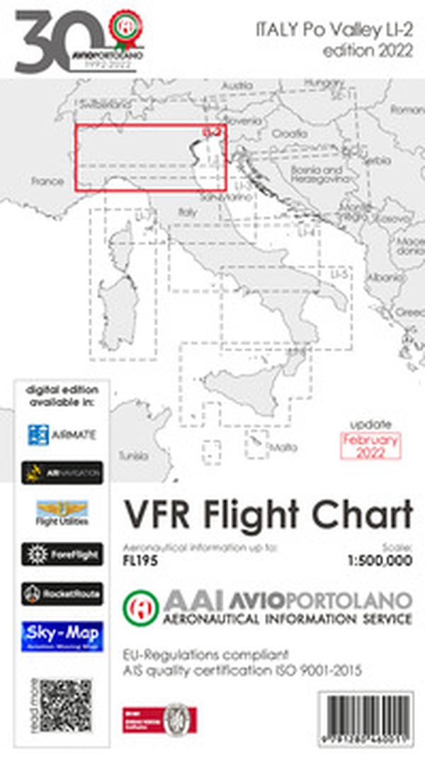 Avioportolano. VFR flight chart LI 2 Italy Po valley. ICAO annex 4 - EU-Regulations compliant. Ediz. italiana e inglese - Librerie.coop Avioportolano. VFR flight chart LI 2 Italy Po valley. ICAO annex 4 - EU-Regulations compliant. Ediz. italiana e inglese - Librerie.coop