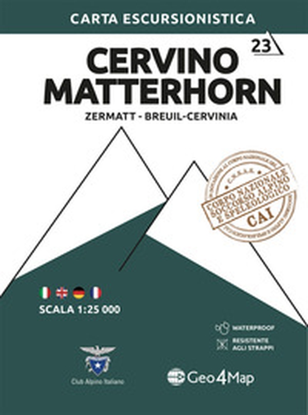 23 Matterhorn Zermatt, Breuil-Cervinia. Carta escursionistica 1:25.000 - Librerie.coop