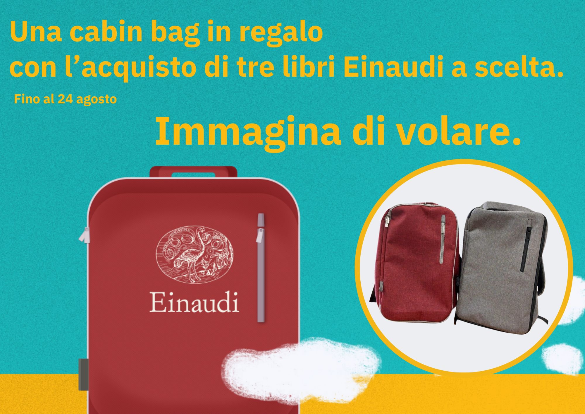 Promozione Einaudi, ogni 3 libri acquistati uno zaino in omaggio