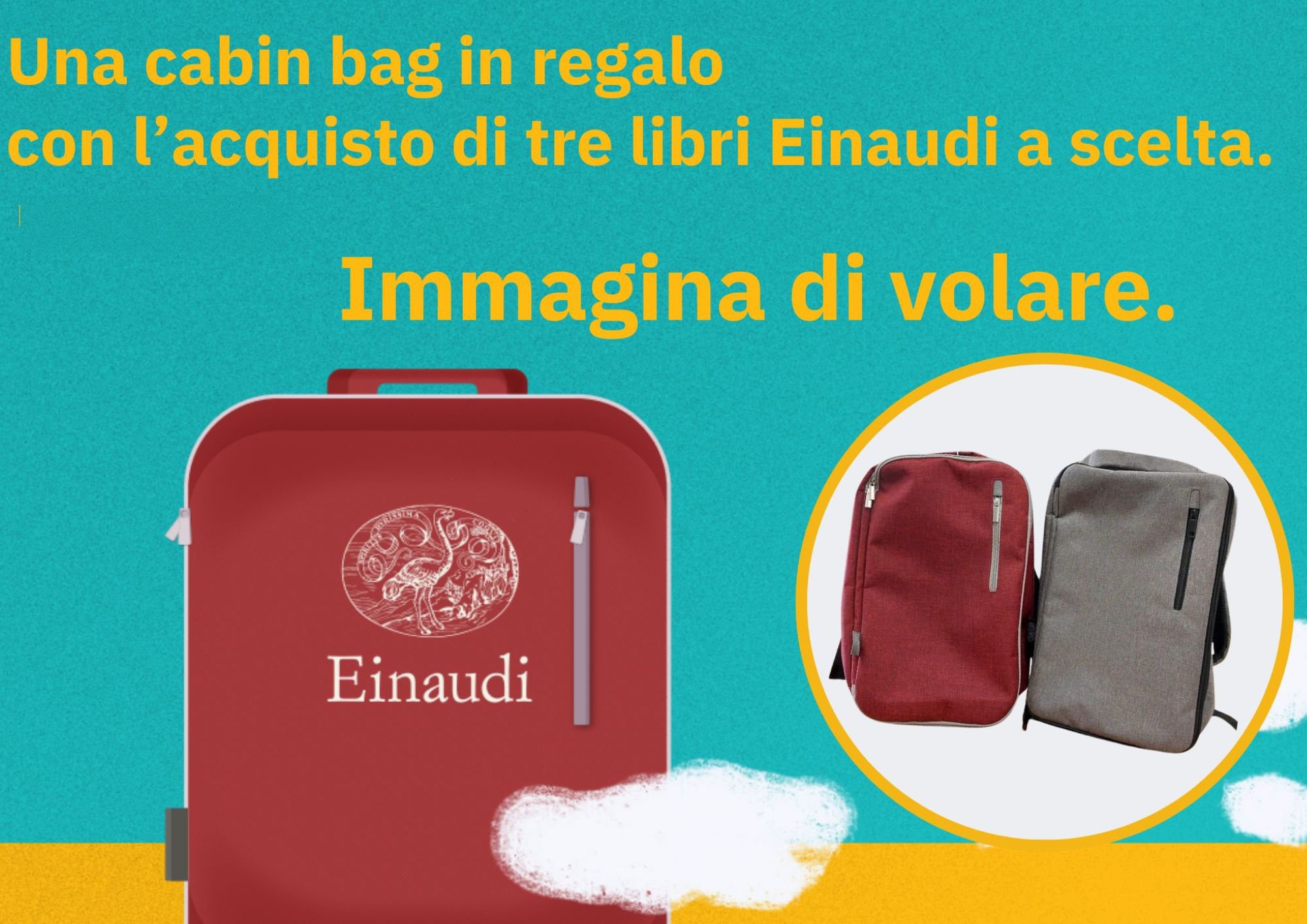 Promozione Einaudi, ogni 3 libri acquistati uno zaino in omaggio